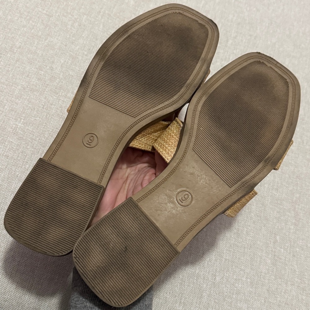 EUC a new day brand Sandals-Sz 9-Woven Textured Uppers-Natural Color/Tan-Slip On - Picture 7 of 13